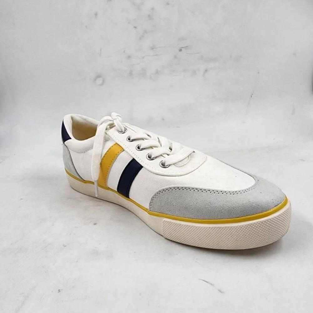Club Room Noah Stripe Lace-Up Sneakers Men's 7 Yellow Multi Round Toe Slip On